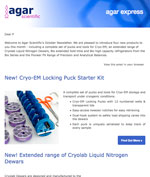 Agar Express October 2018 - Discover our new range of Cryo Pucks, Dewars & more…