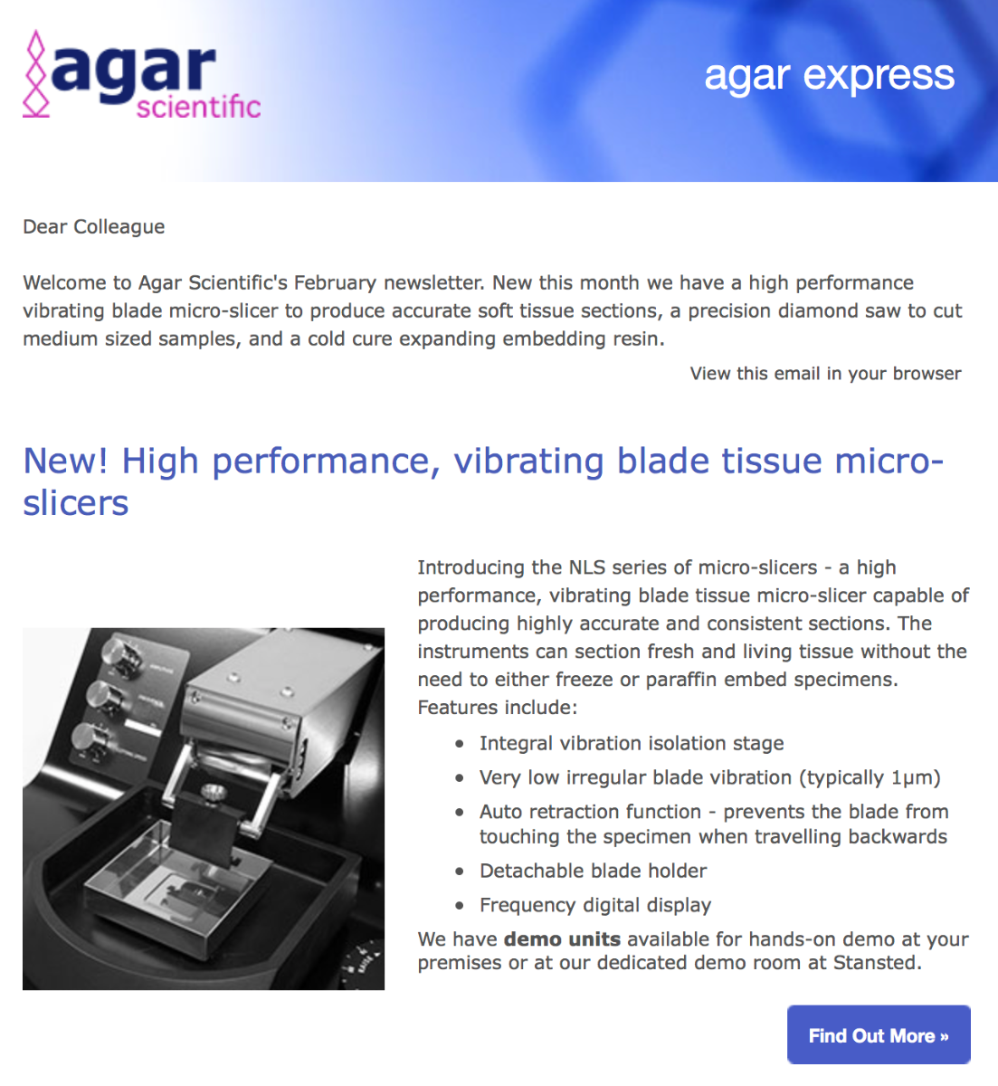 Agar Express February 2018 - introducing a new high performance vibrating blade micro-slicer and more…