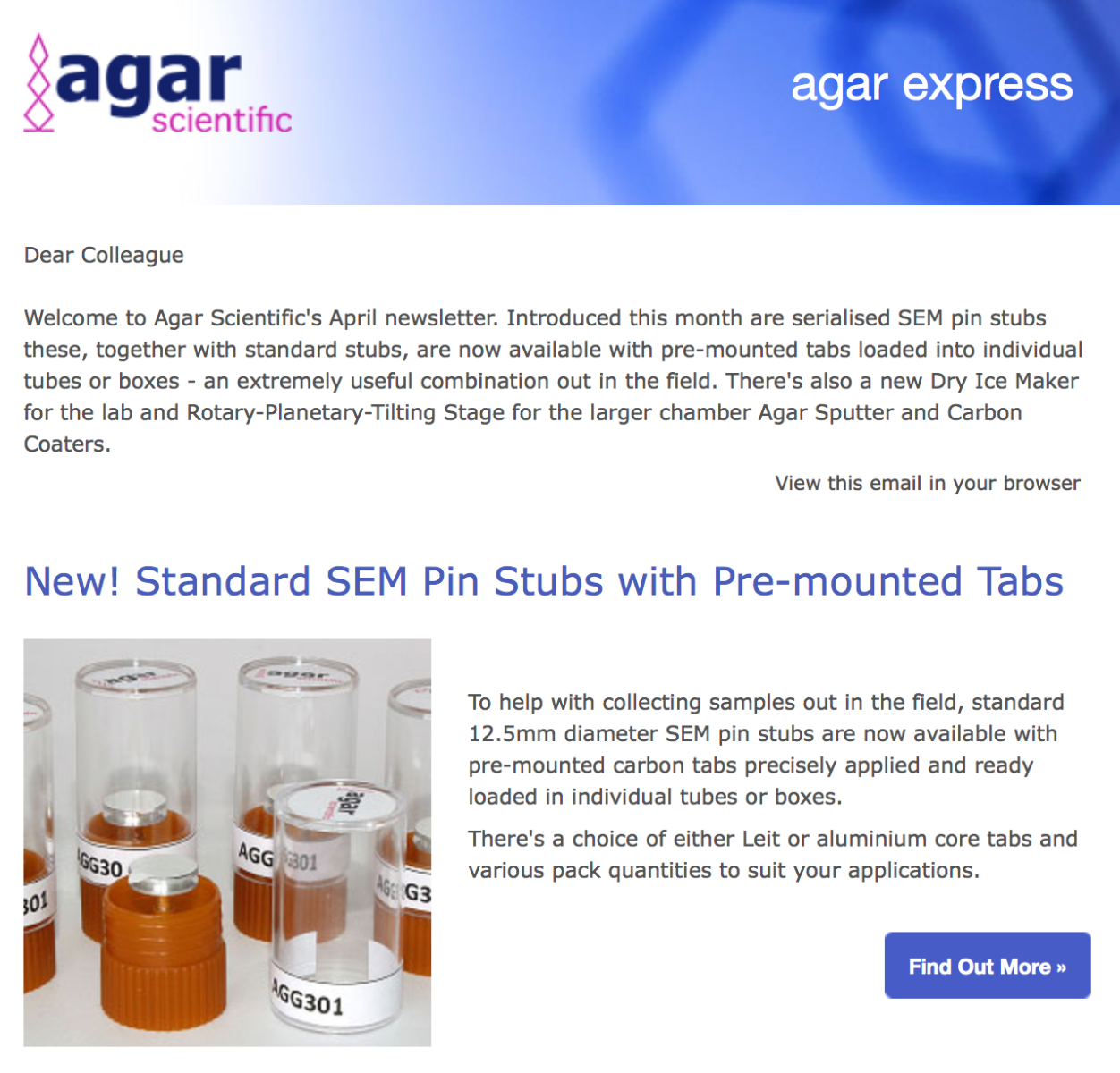 Agar Express April 2018 - new serialised SEM stubs, pre-mounted tabs, Dry Ice Maker & more...