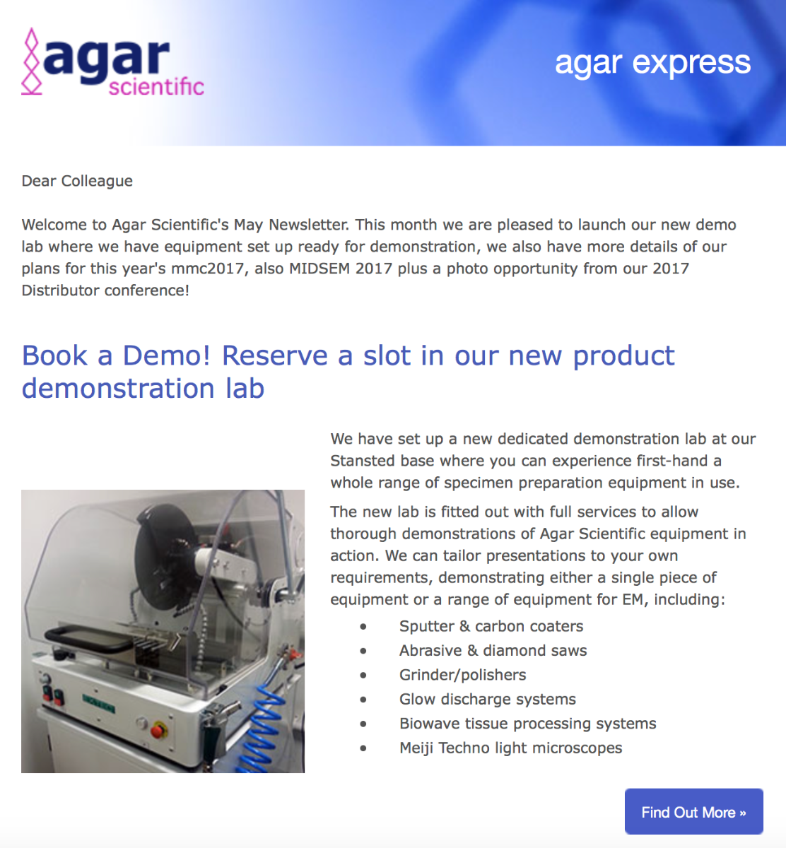 Agar Express May 2017 - we launch our new demo lab, plans for mmc2017 and more...