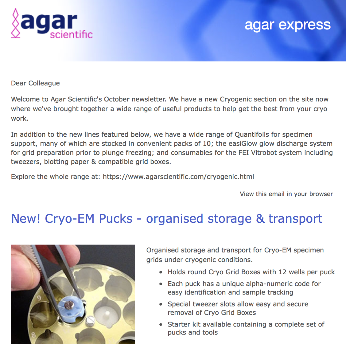 Agar Express October 2017 - explore Agar's new Cryo range