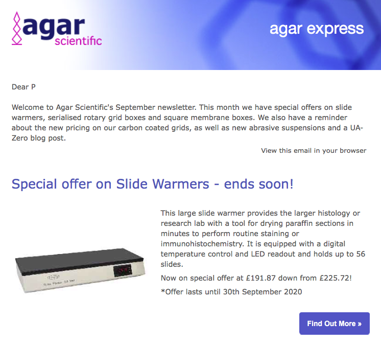 Agar Express September 2020 -  new offers on serialised TEM grid boxes, new diamond abrasive suspensions & more!