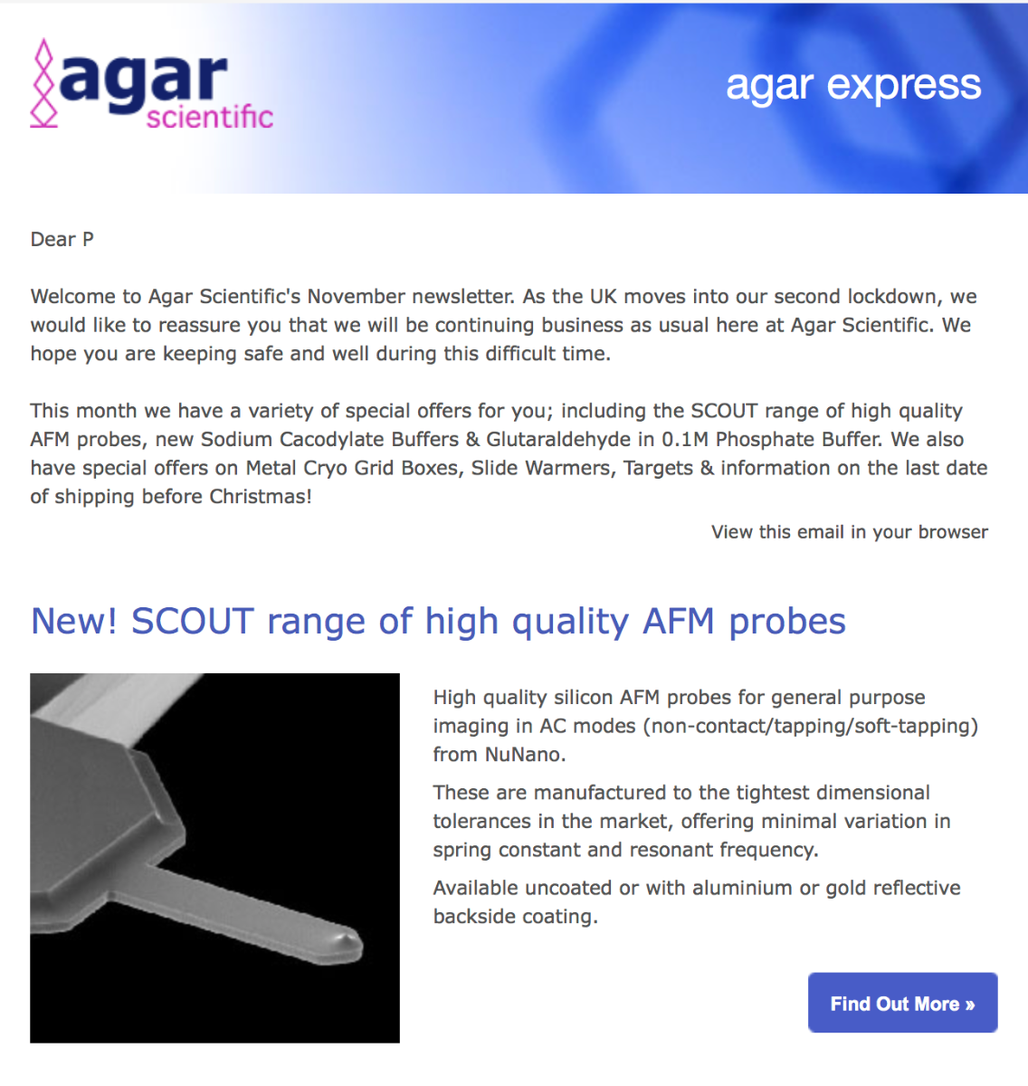 Agar Express November 2020 -  extra discounts this month, new AFM probes and more!