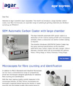 Agar Express - April 2017 - a large chamber carbon coater, additional Meiji microscopes & more