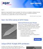 Agar Express August 2018 - new AFM probes with a unique tip shape, Boron substrate for SEM/EDX & more...
