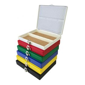 Plastic Slide Storage Box for 100 slides, 76mm x 26mm (3in x 1in) slides.
