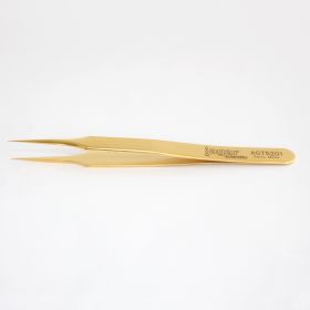 Gold plated tweezers - Straight, extra fine tips 0.08mm