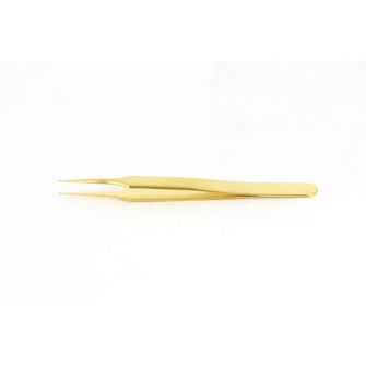 Gold plated tweezers - Straight, extra fine tips 0.08mm