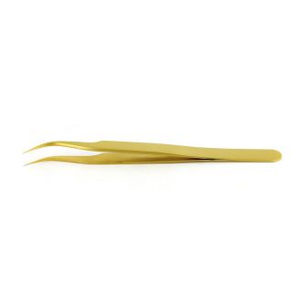 Gold plated tweezers -  Very fine, curved tips