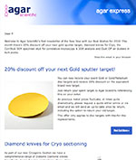 Agar Express January 2018 - 20% discount off your next Gold sputter target & more...